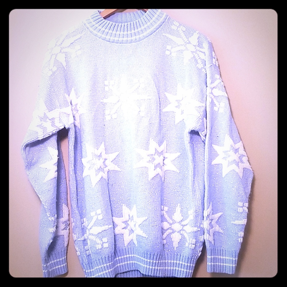 Blue and white Ugly Xmas sweater sz L